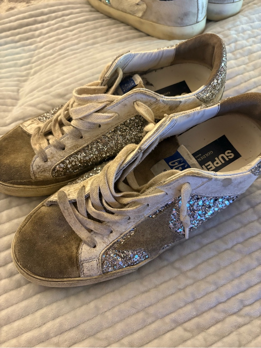 Gold Glitter Low-Top Sneakers - GOLDEN GOOSE